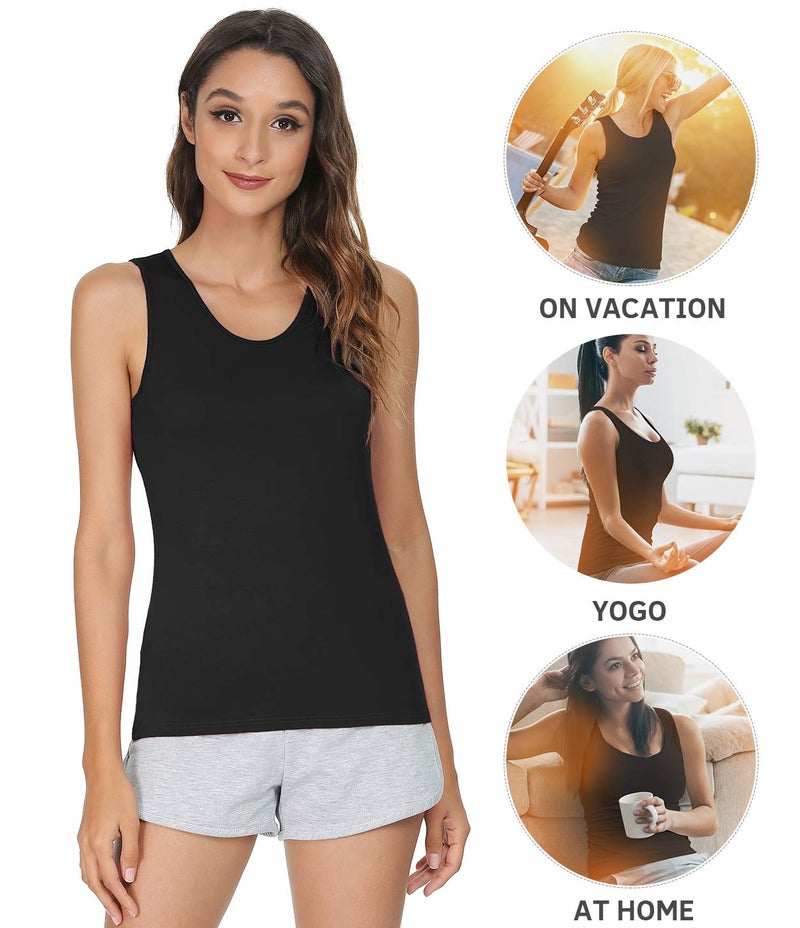 Vislivin Tank Tops for Woman Sleeveless Basic Undershirt Layering Tanks Black/Black/Black XL - Image 3